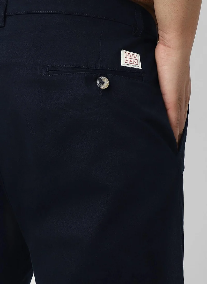 Urbano Fashion  Urbano Plus Men's Navy Blue Cotton Regular Fit Casual Chino Pants Stretch for Men | Best Price UAE